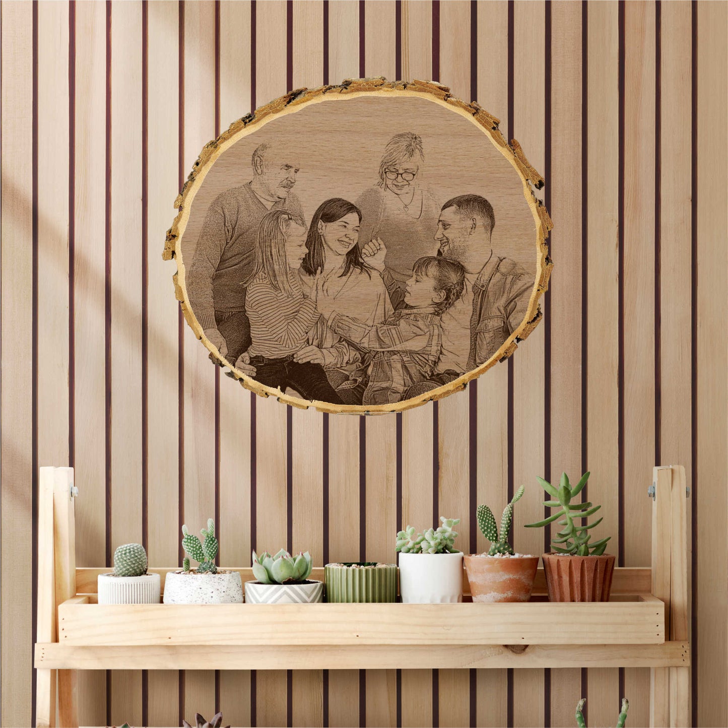 Baumscheibe - 3-er Herz - Geschenk Holzscheibe - Valentinstag - Foto und Wunschtext individuell personalisiert