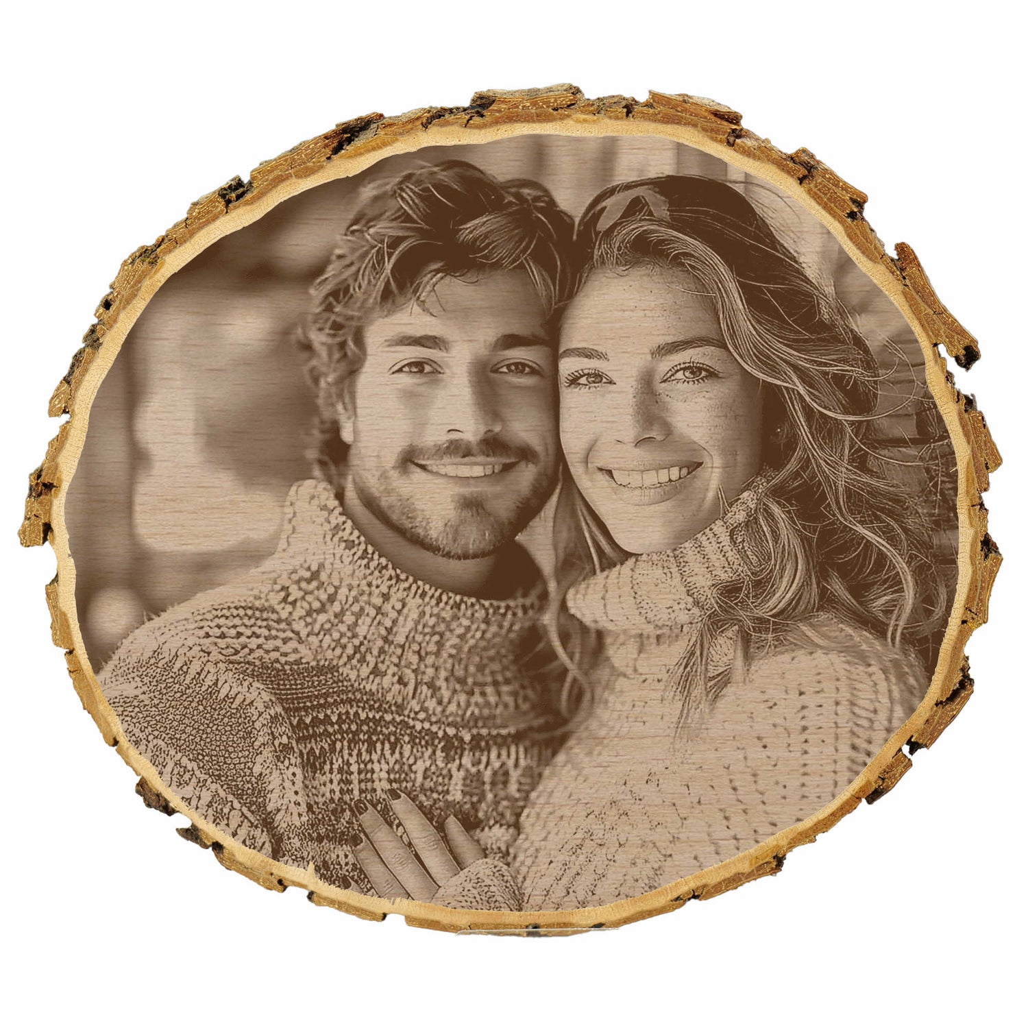 personalisierte Baumscheibe mit Foto und Wunschtext