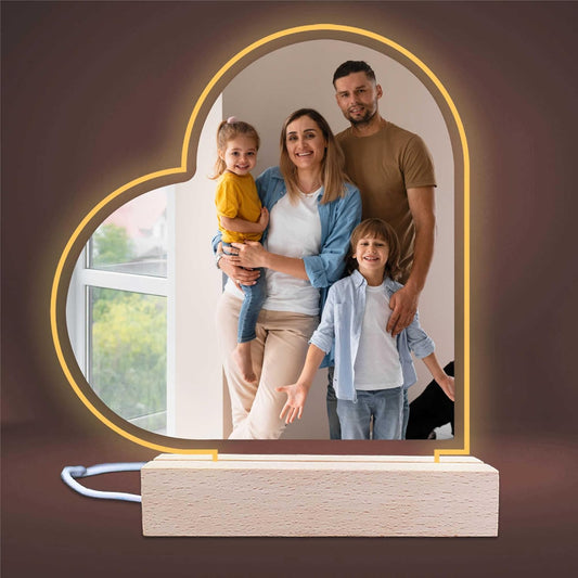 3D LED Lampe Herz links - personalisiert - mit Foto und Wunschtext