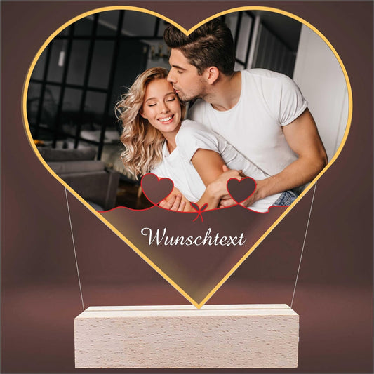 3D LED Lampe Herz - personalisiert - mit Foto und Wunschtext