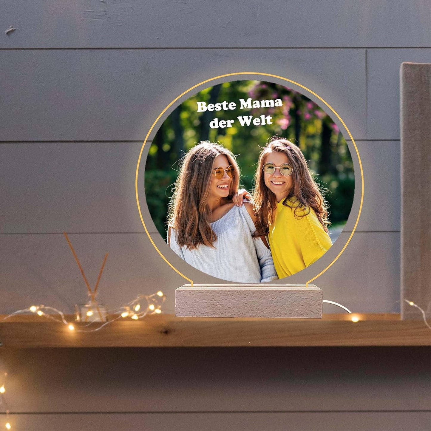 3D LED Lampe quer 14x12 cm - personalisiert - mit Foto und Wunschtext